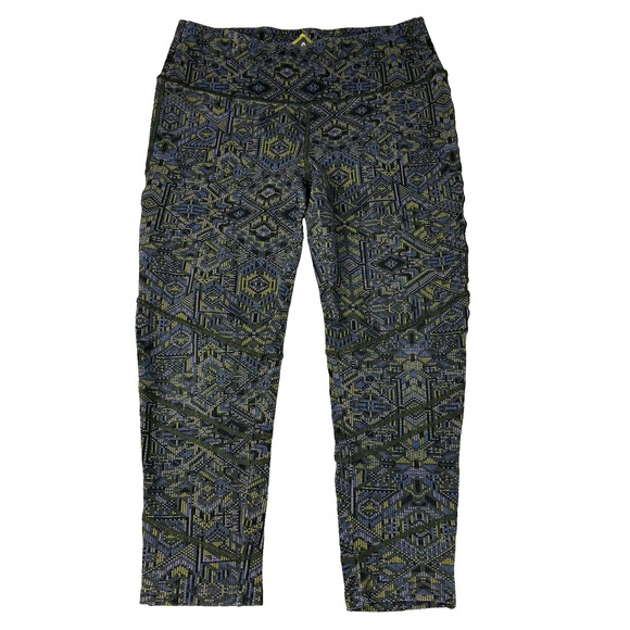 Prana Compression Leggings Women Medium Gym Tribal Aztec Stretch Yoga Athleisure - Picture 1 of 8